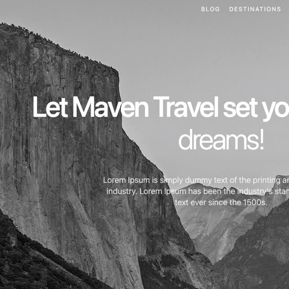 Maven Travel Website Mockup - dreamztrue.online Rose Johnson Portfolio